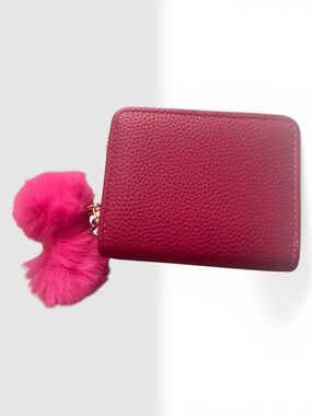 NWOT Fuchsia Zip Wallet with Pom-Pom Charm